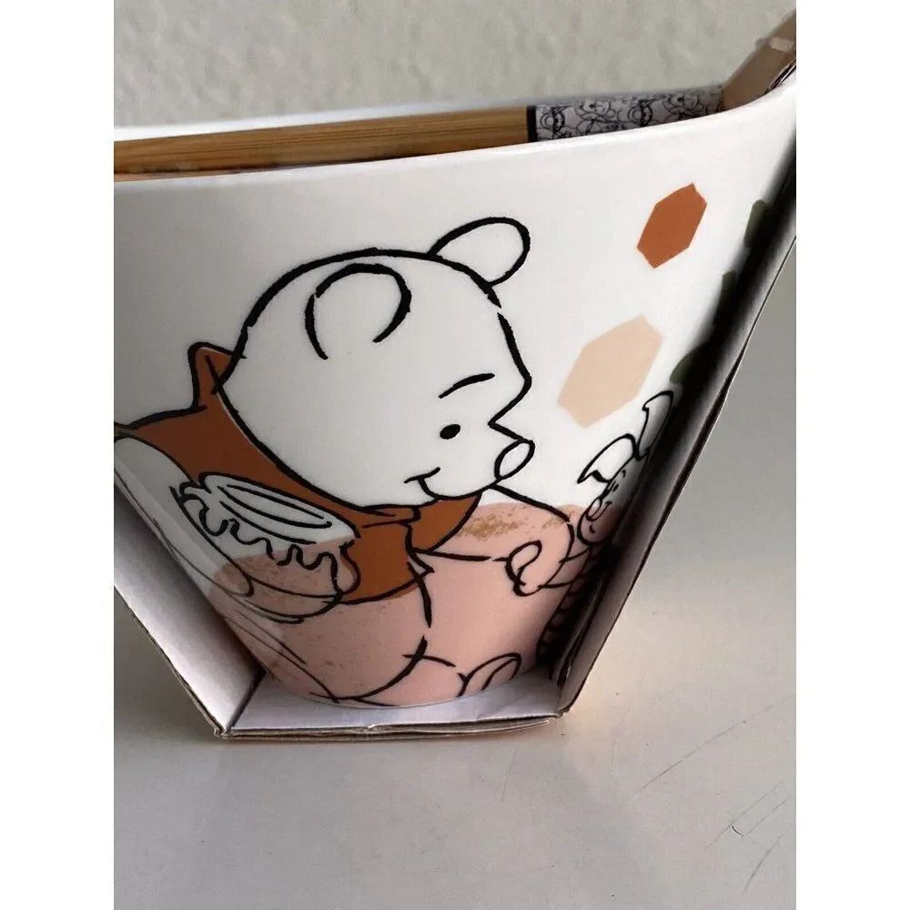 Disney Winnie the Pooh & Piglet Autumn Fall Ramen Bowl & Chopsticks NEW - Picture 2 of 8